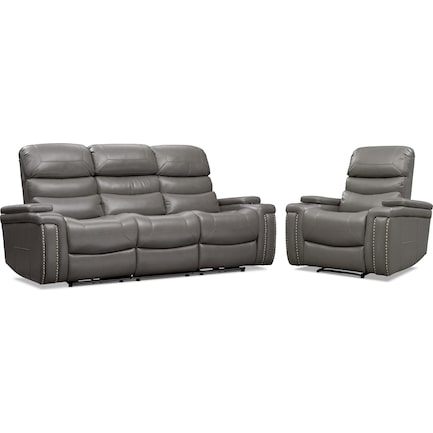 Jackson Triple-Power Reclining Sofa and Recliner Set - Gray