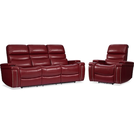 Jackson Triple-Power Reclining Sofa and Recliner - Red