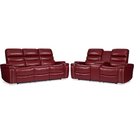 Jackson Triple-Power Reclining Sofa and Loveseat - Red