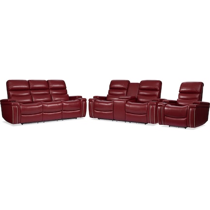 Jackson Triple-Power Reclining Sofa, Loveseat and Recliner - Red