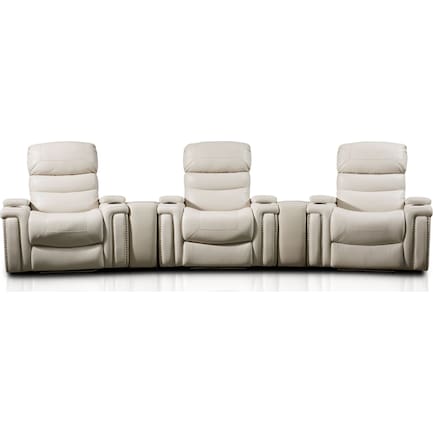 Jackson 5-Piece Triple-Power Reclining Home Theater Sectional - Ivory
