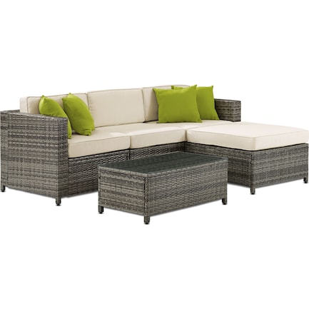 Undefined Value City Furniture, Lakeside 3 Piece Outdoor Sofa Armless Chairs And Coffee Table Set