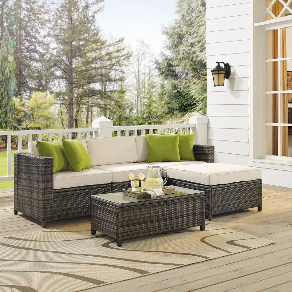 Lakeside 3Piece Outdoor Sofa, Ottoman, and Coffee Table Set Value