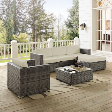 Lakeside 3-Piece Outdoor Sofa, Ottoman, Arm Chair, and Coffee Table Set