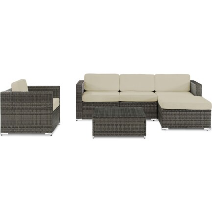 Outdoor Sofa Ottoman Arm Chair, Lakeside 3 Piece Outdoor Sofa Armless Chairs And Coffee Table Set