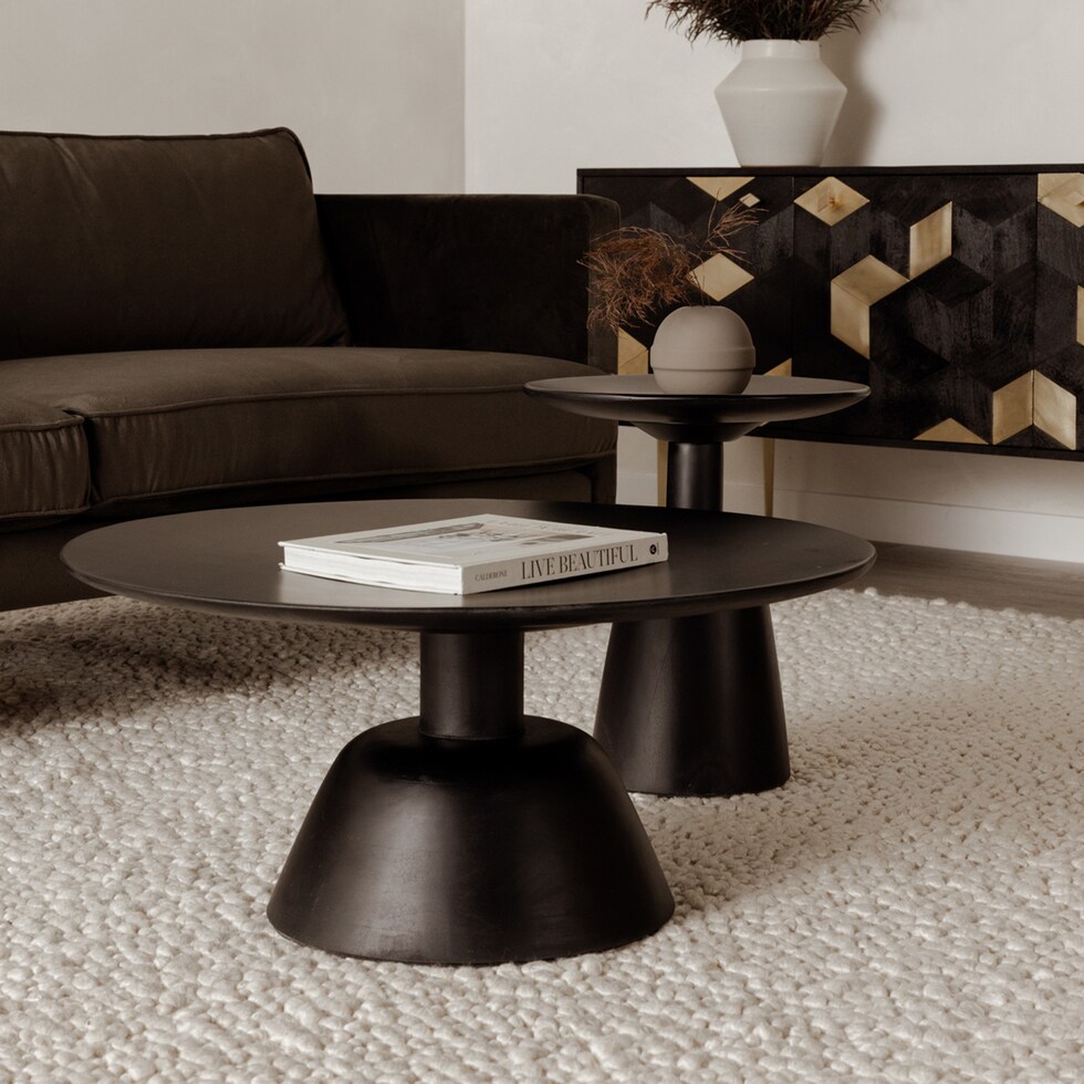 jakob black end table   
