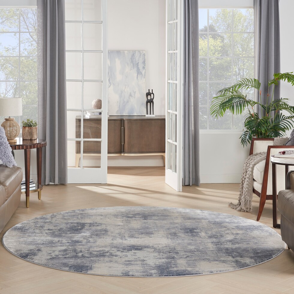 jamesport blue area rug  round   