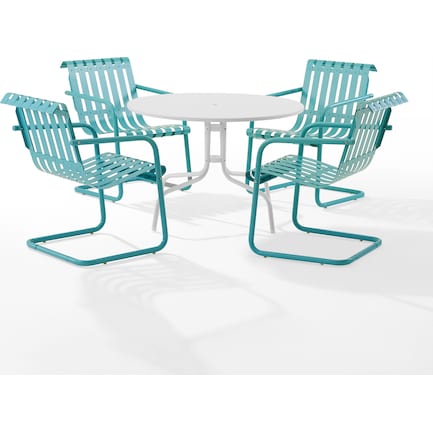 Janie 5-Piece Outdoor Dining Set with 4 Chairs and Table - Light Blue