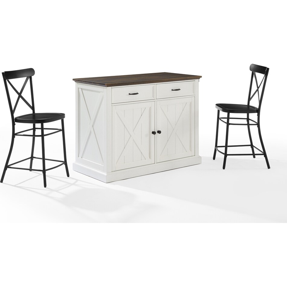 jansen distressed white black kitchen island   