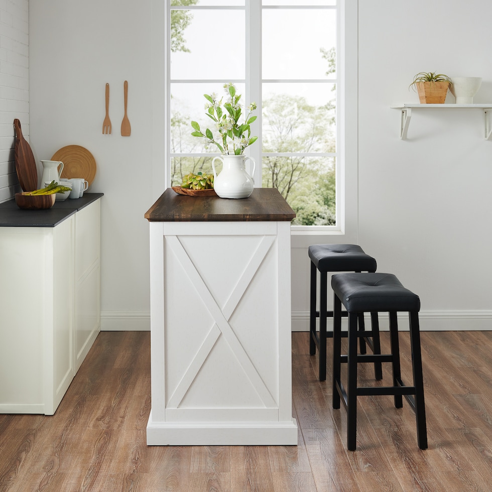 jansen distressed white black kitchen island   