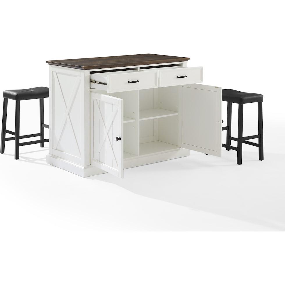 jansen distressed white black kitchen island   