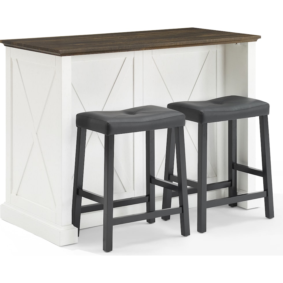 jansen distressed white black kitchen island   