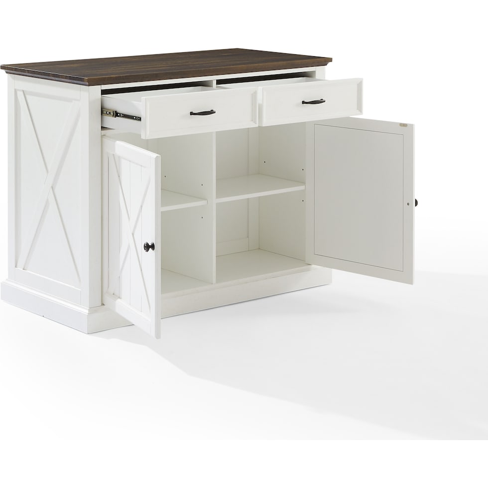 jansen distressed white brown kitchen island   