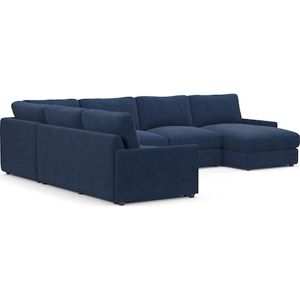 Jasper Hybrid Comfort 4-Piece Sectional with Right-Facing Chaise - Oslo Navy