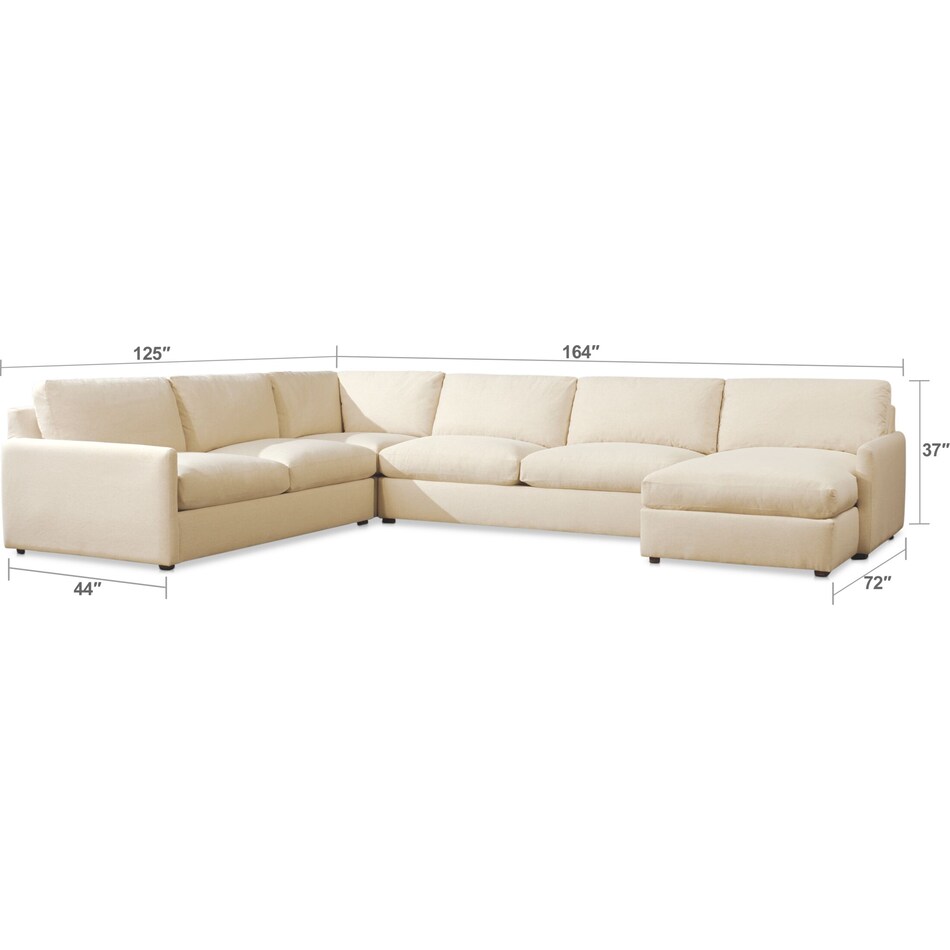 Jasper Cumulus 4-Piece Sectional with Right-Facing Chaise - Laurent ...