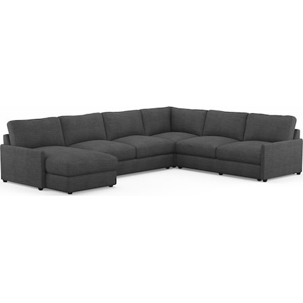 Jasper Foam Comfort 4-Piece Sectional with Left-Facing Chaise - Curious Charcoal
