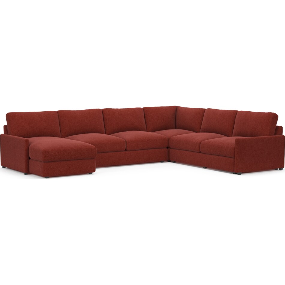 jasper red  pc sectional with left facing chaise   