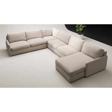 Jasper Foam Comfort 4-Piece Sectional with Right-Facing Chaise - Laurent Beach