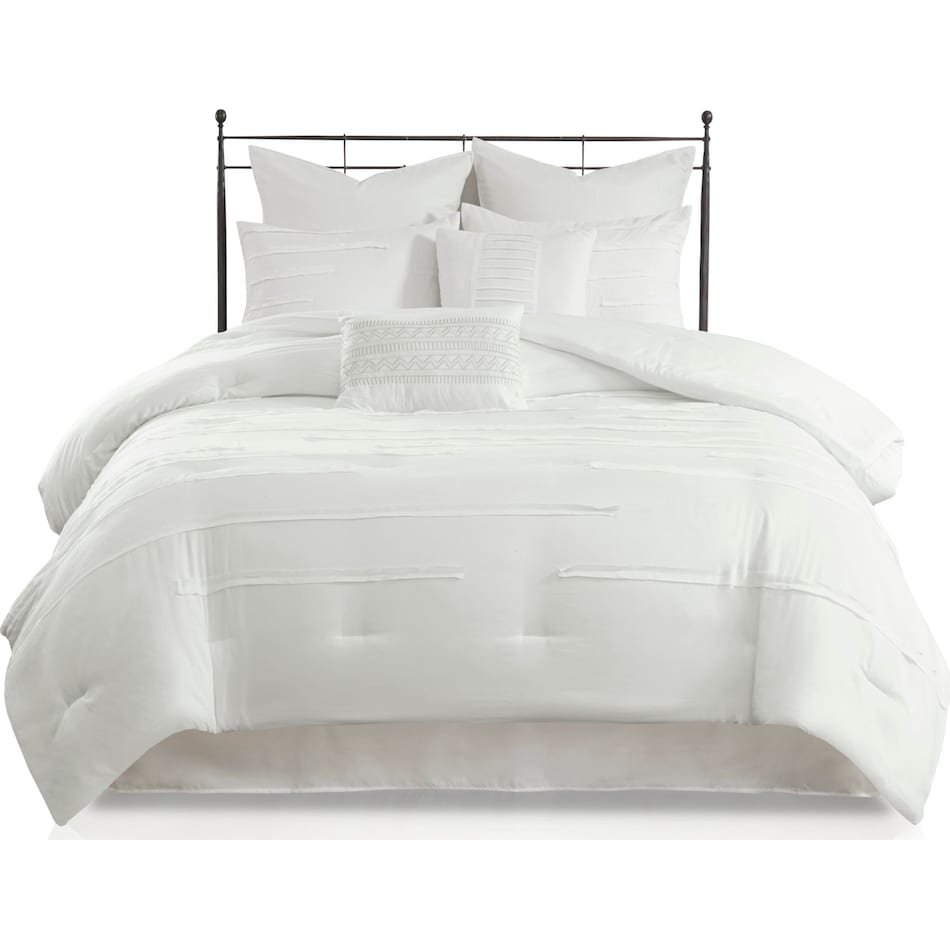 jaycee white full queen bedding set   