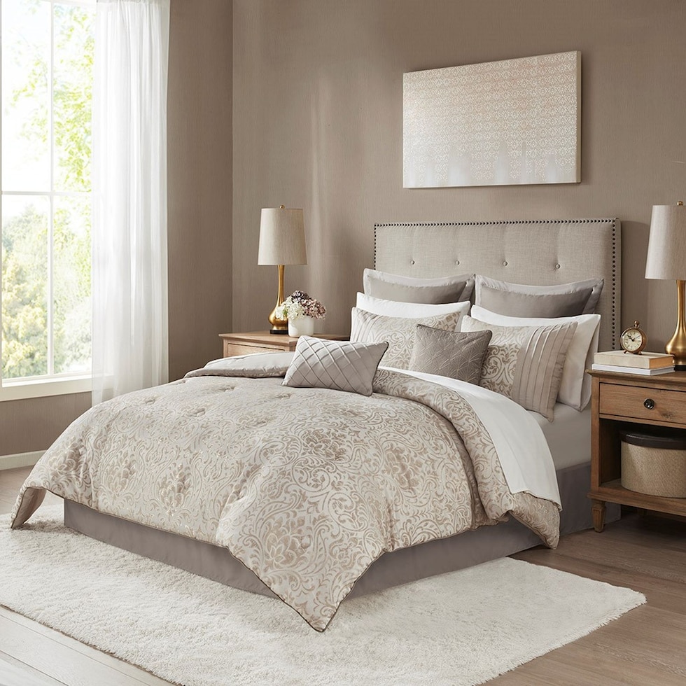 jayla light brown king bedding set   