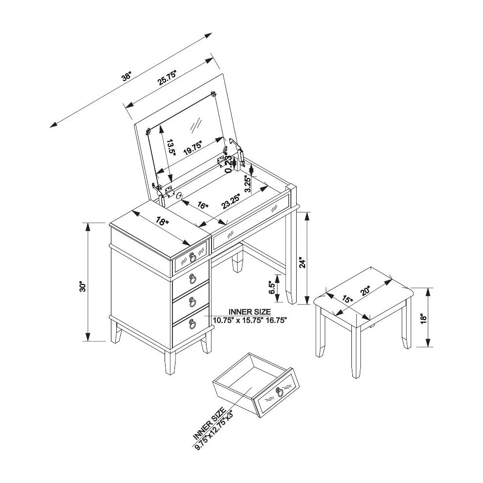 jenna white vanity desk   