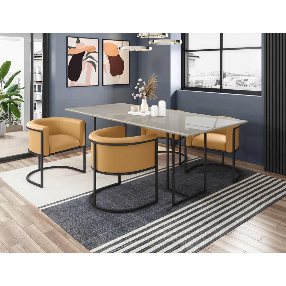 joaquin off white saddle  pc dining room   