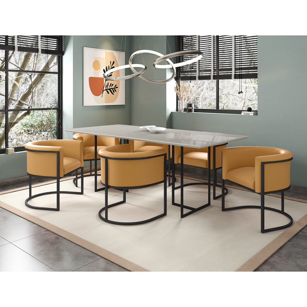 joaquin off white saddle  pc dining room   