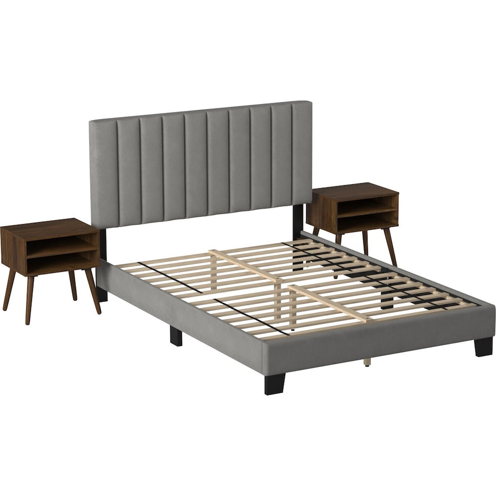 joline gray queen bed and nightstand set   