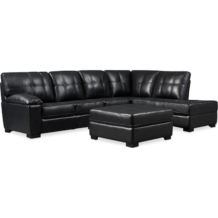Jones 2-Piece Sectional with Right-Facing Chaise and Ottoman - Black