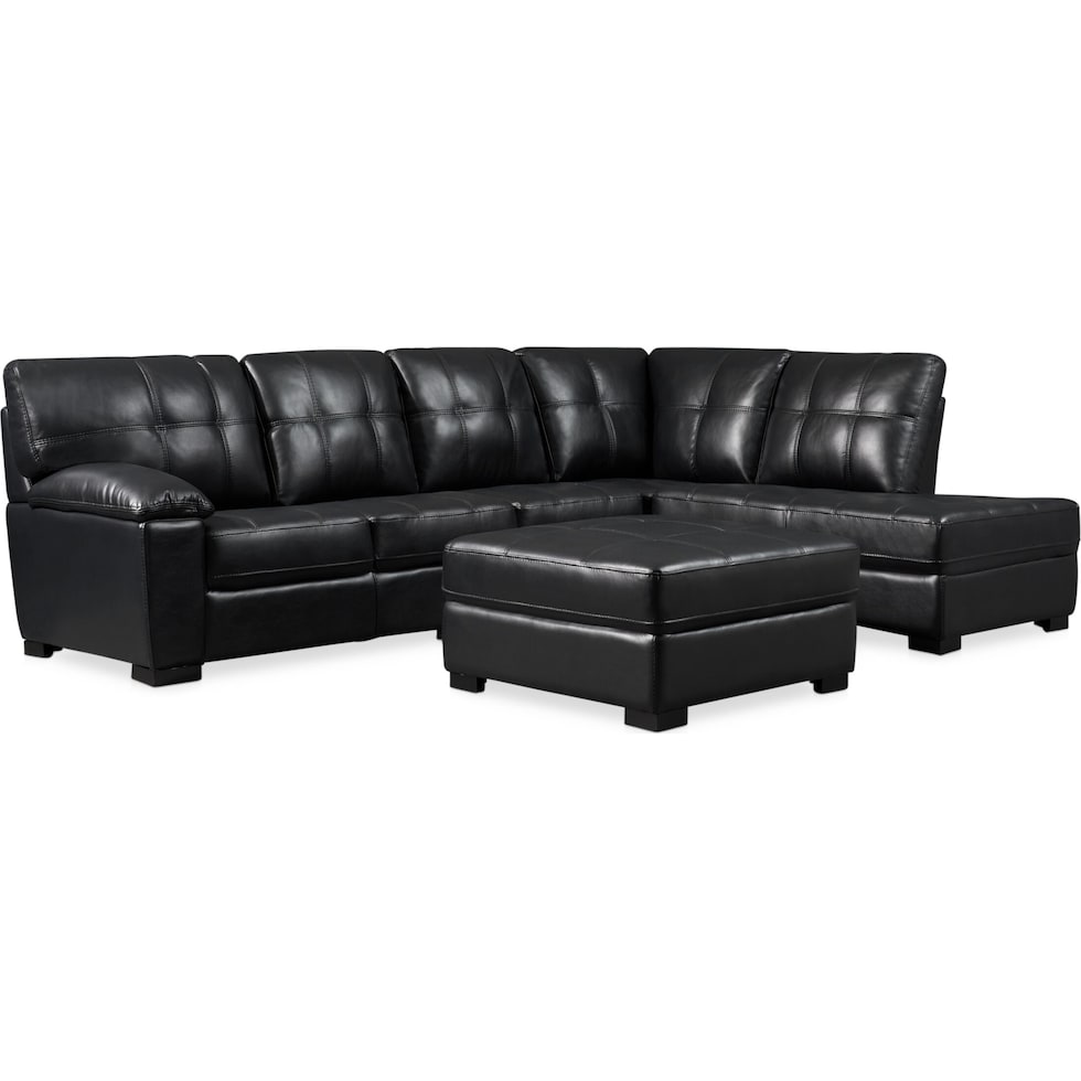 jones black  pc sectional and ottoman   