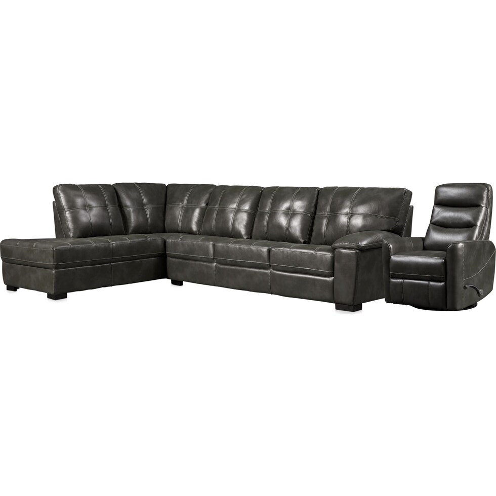 jones gray  pc sectional and swivel chair   