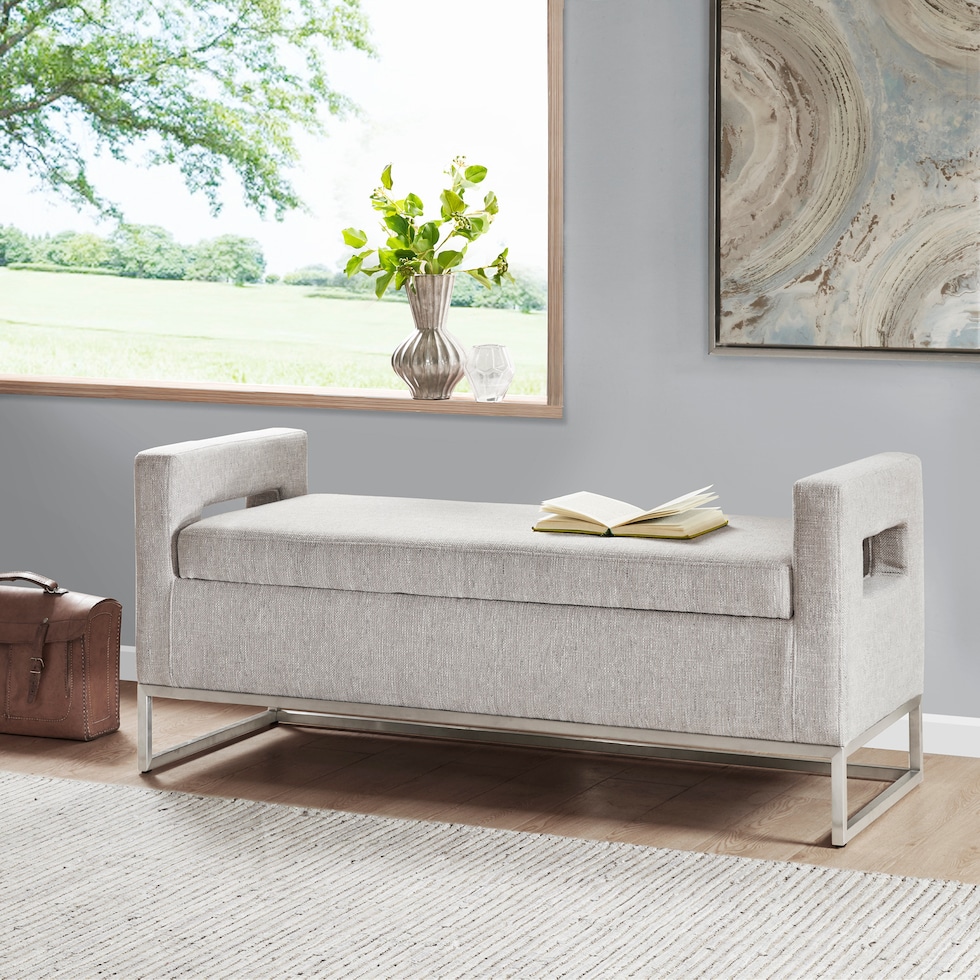 jourdan gray storage bench   