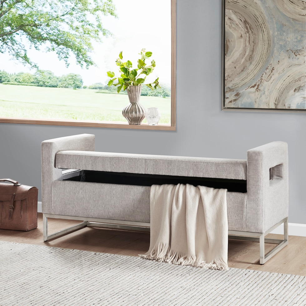 jourdan gray storage bench   