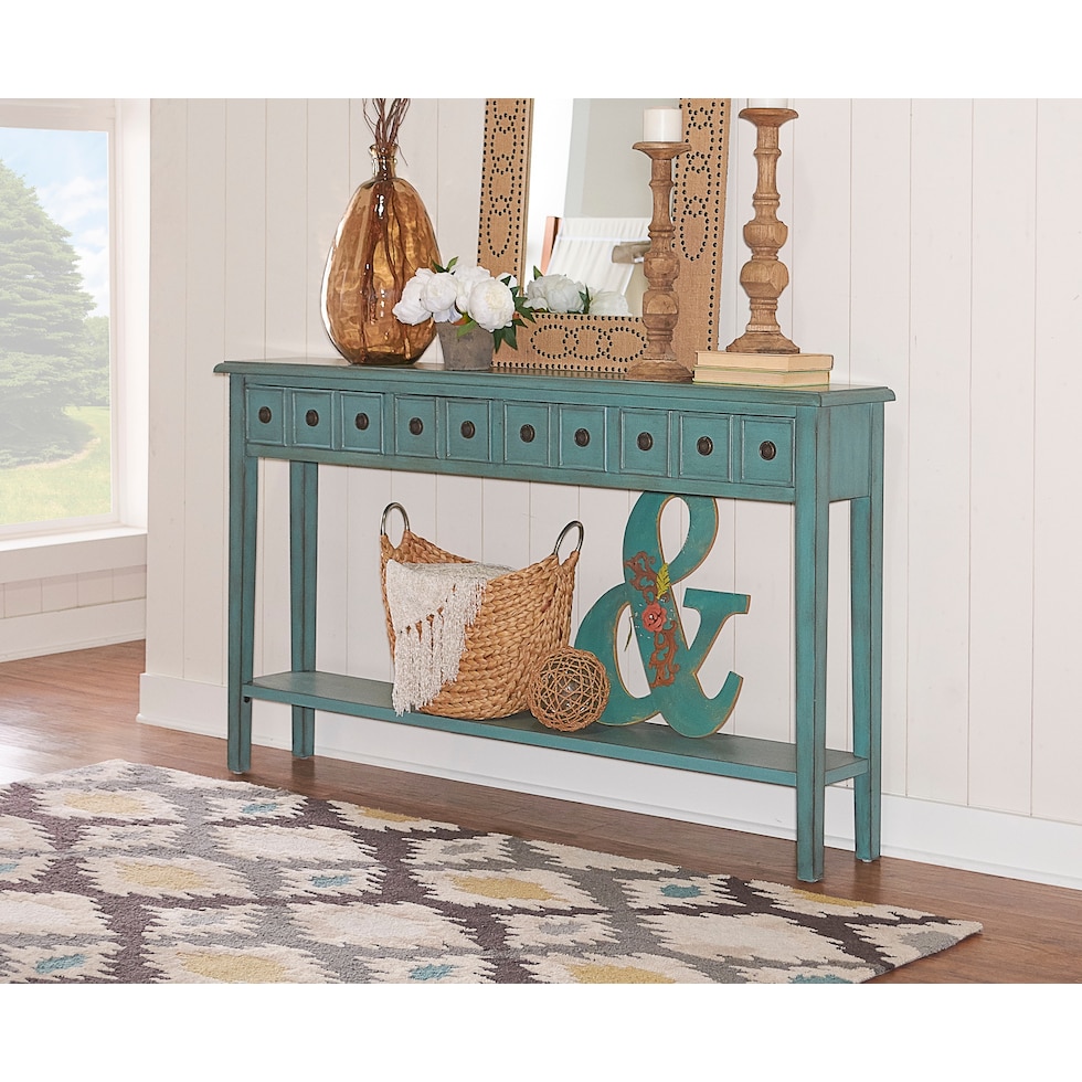 jovie blue console table   