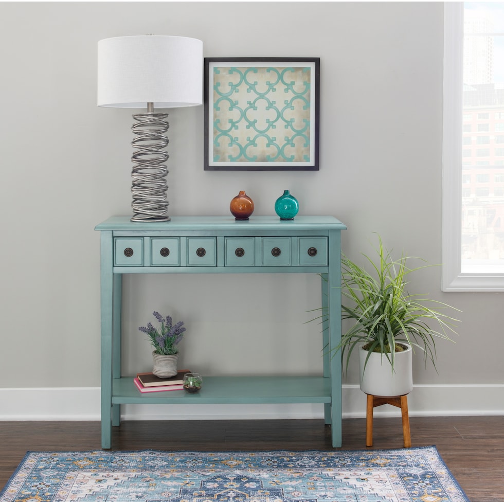 jovie blue console table   