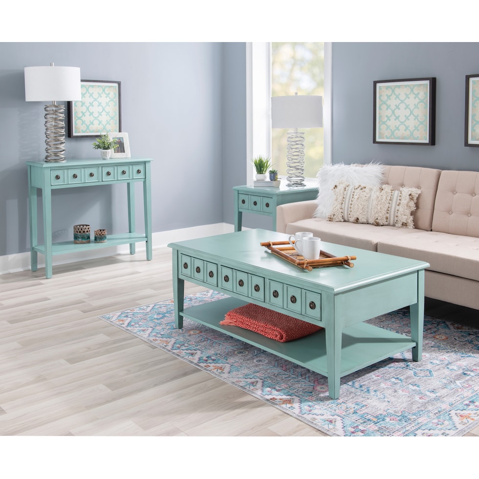 jovie blue console table   