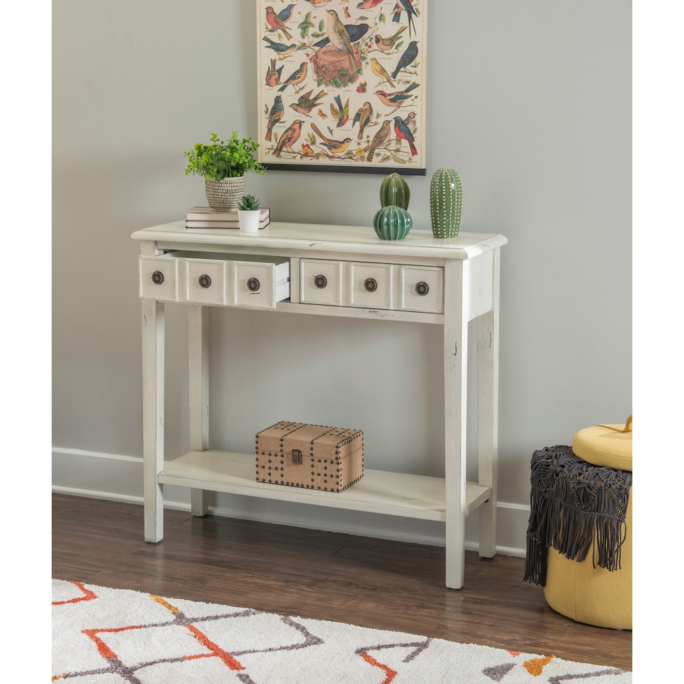 jovie white console table   