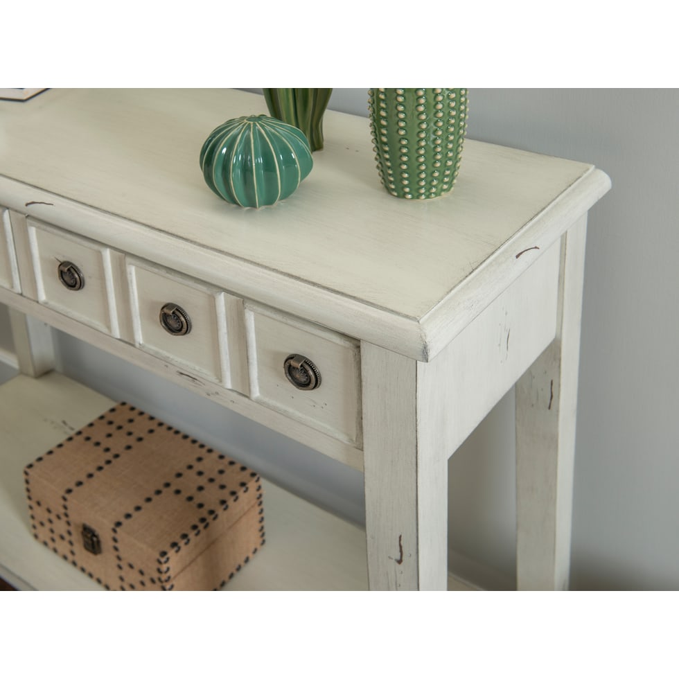 jovie white console table   