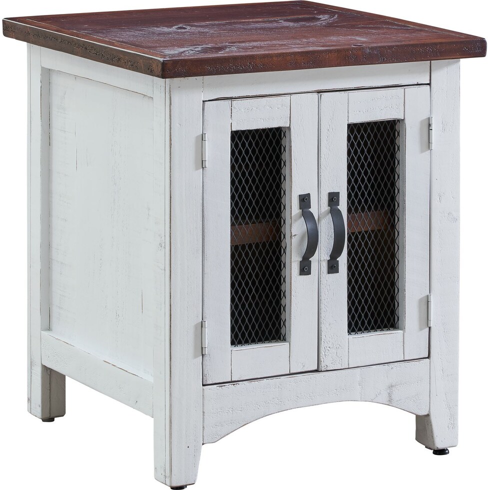 julian white end table   