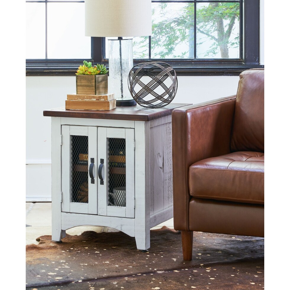 julian white end table   