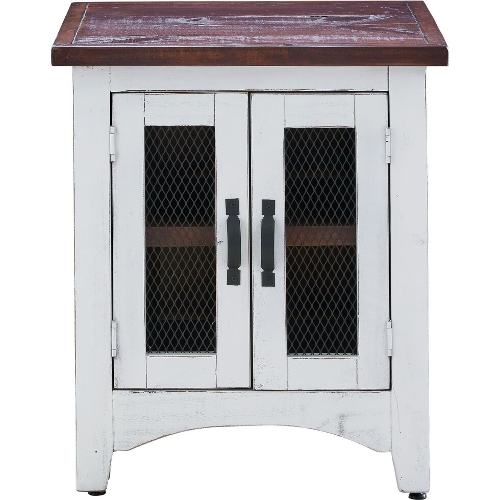 julian white end table   