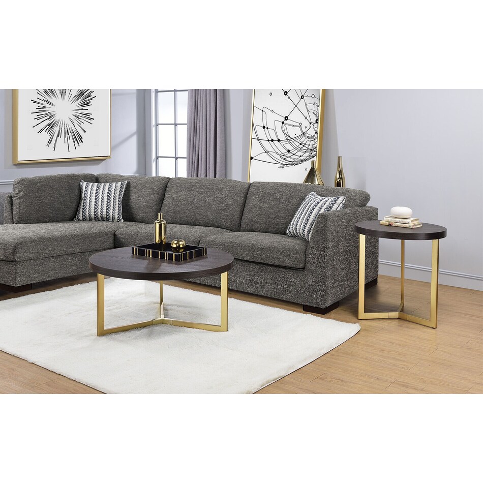 juneau dark brown gold coffee table   