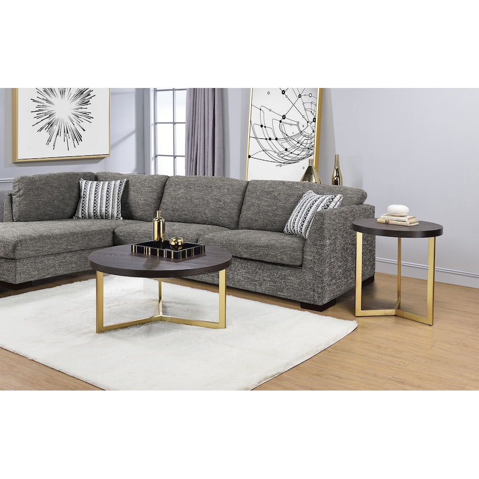 juneau dark brown gold coffee table   