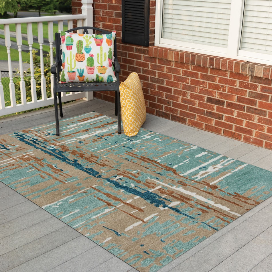 junie blue outdoor area rug   