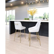 kairo white gold counter height stool   