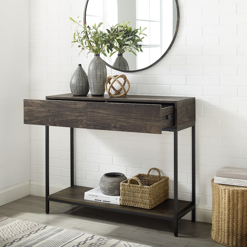 kaplan dark brown console table   