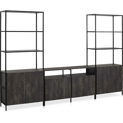 Kaplan 3-Piece Entertainment Center with Media Console and 2 Large Etageres
