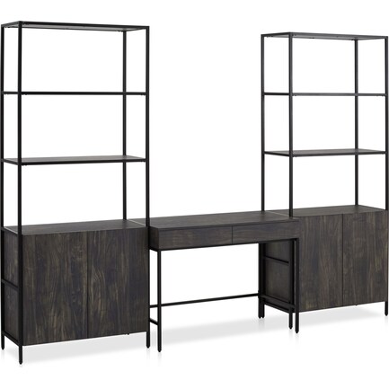 Kaplan 3-Piece Desk with 2 Large Etageres