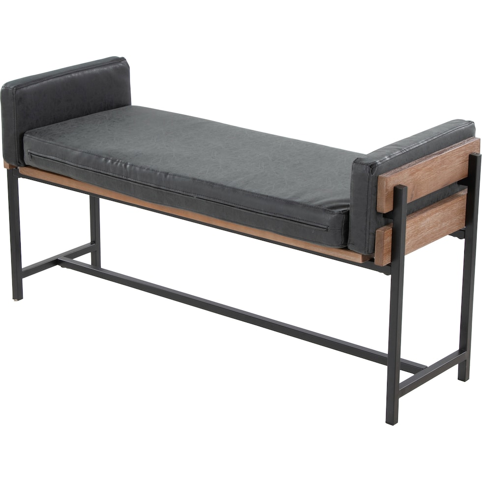 kari black vegan leather brown bench   