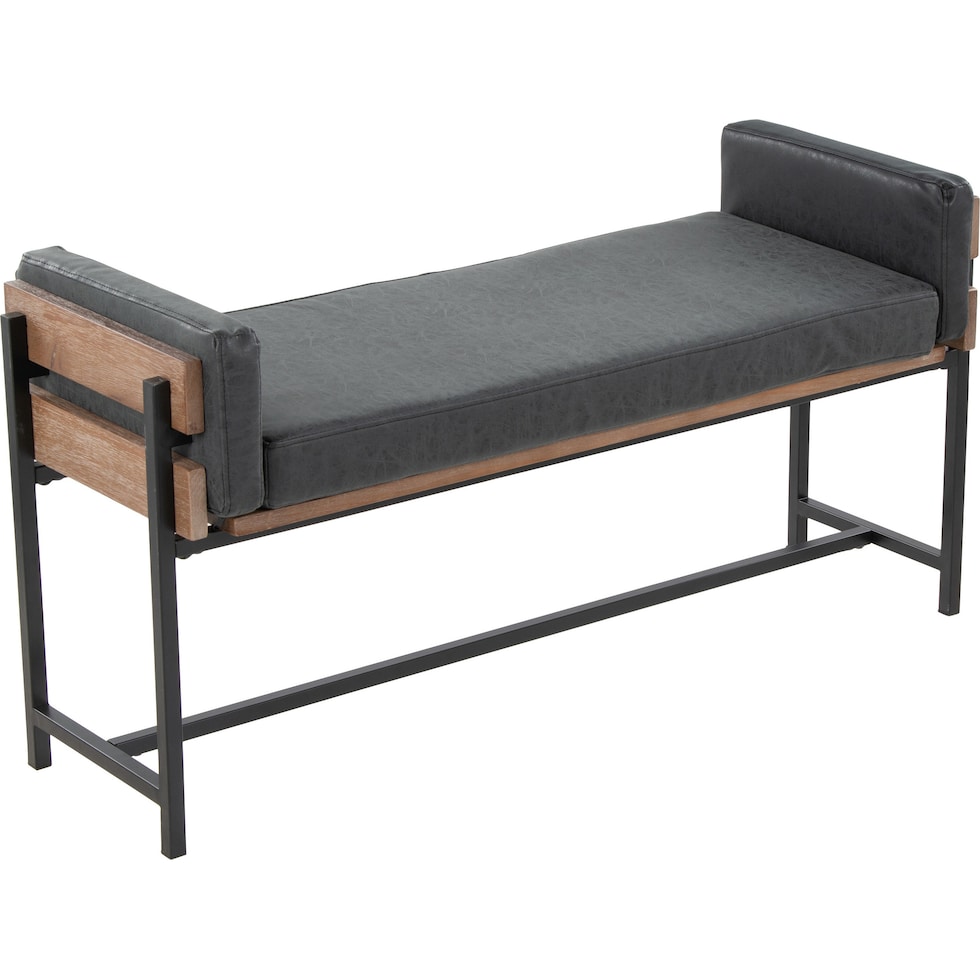 kari black vegan leather brown bench   